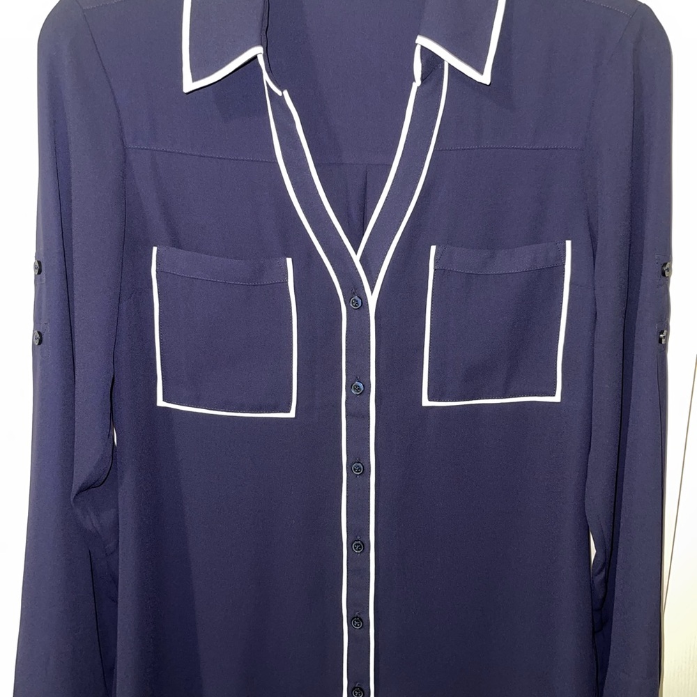 Express Portofino Navy Top with White Accents